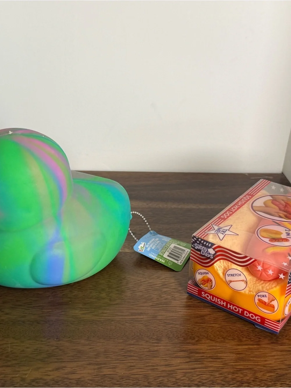 Squeezy Rainbow Duck & Hot Dog Squishy Bundle NWT